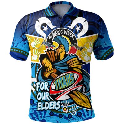 Gold Coast Titans Naidoc Week Custom Polo Shirt - Gold Coast Titans Naidoc Week For Our Elders Dot Art Style Polo Shirt