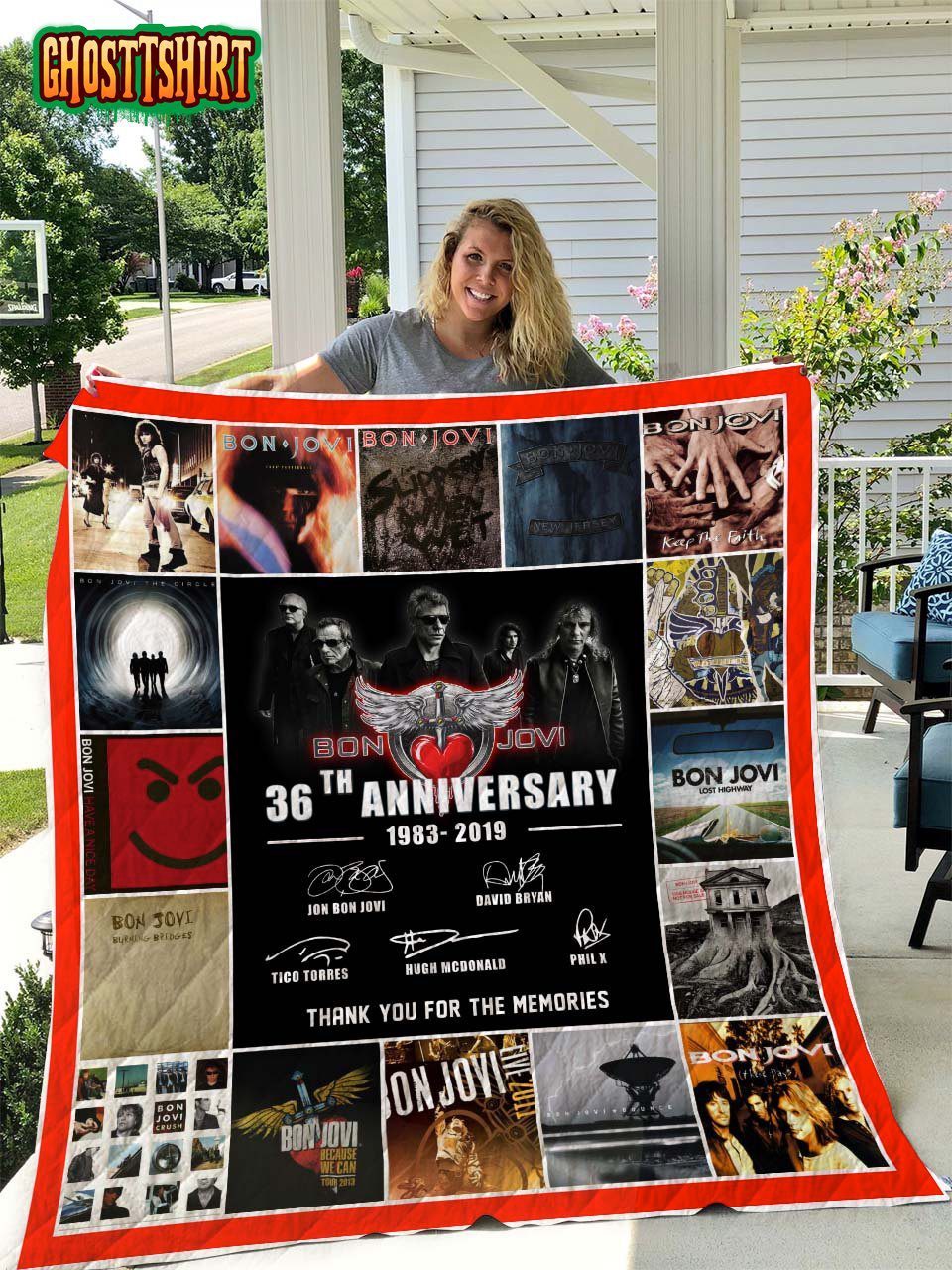 Bon Jovi 36 Years Anniversary Quilt Blanket Bon Jovi 36 Years Anniversary Quilt Blanket