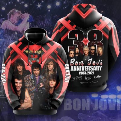 Bon Jovi 38th Anniversary 1983-2021 Pullover Hoodie