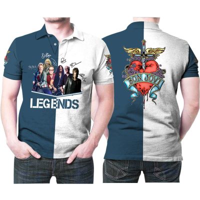 Bon Jovi Heart Logo Legends Band Polo Shirt