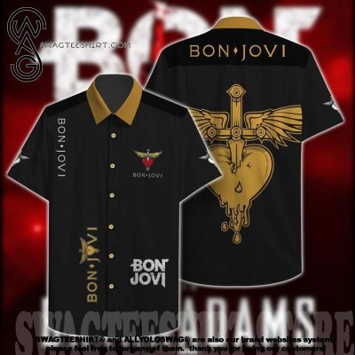 Bon Jovi Black Hawaiian Shirt