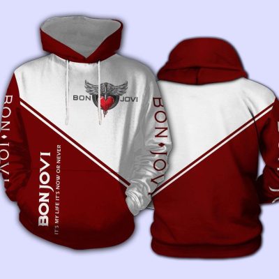 Bon Jovi Red White Pullover Hoodie