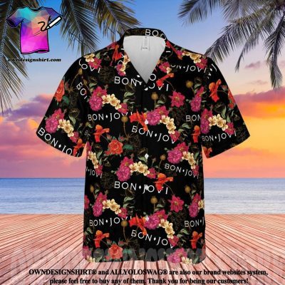 Bon Jovi Floral Pattern Hawaiian Shirt