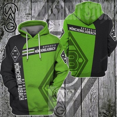 Borussia M?nchengladbach Green Black Pullover Hoodie