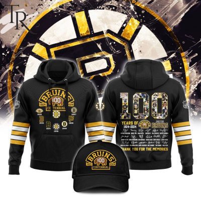 Boston Bruins 100 Centennial 1924 - 2024 Thank You For The Memories Hoodie, Cap
