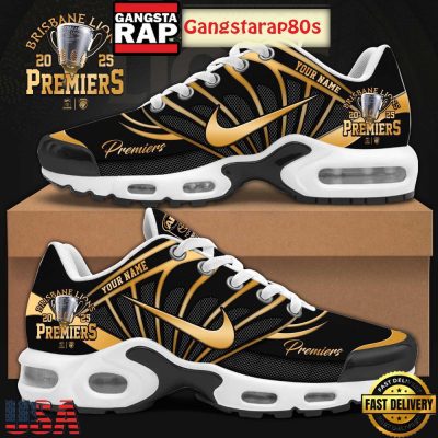 Brisbane Lions AFL 2025 Premiers Black Custom Air Max Plus Shoes Running Sneakers