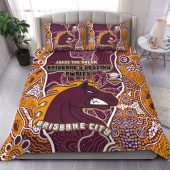Brisbane Broncos Grand Final Custom Bedding Set - Custom Brisbane Broncos With Contemporary Style Of Aboriginal Painting  Bedding Set