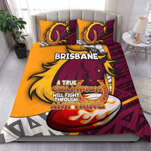 Brisbane Broncos Bedding Set - A True Champion Will Fight Through Anything With Polynesian Patterns Brisbane Broncos Bedding Set - A True Champion Will Fight Through Anything With Polynesian Patterns
