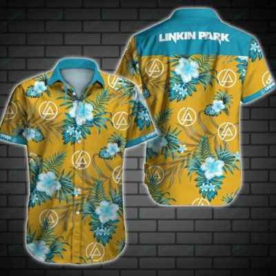 Linkin Park Floral Blue Yellow Hawaiian Shirt