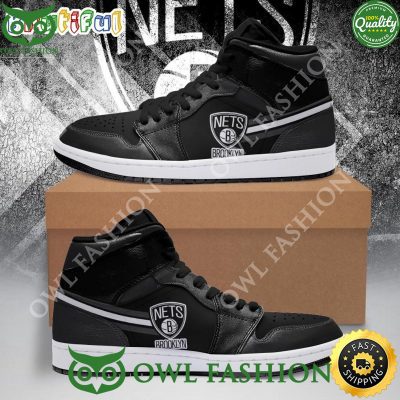 Brooklyn Nets Gray NBA Black Air Jordan 1 High Sneakers Classic