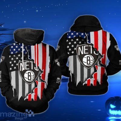 NBA Brooklyn Nets US Flag Scratch Pullover Hoodie