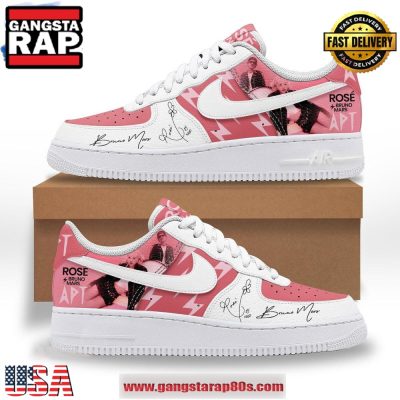 Bruno Mars x Ros? APT Limited Pink Air Force 1 Running Sneakers Shoes