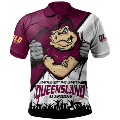 Queensland Maroons Polo Shirt Origin Battleground Maroons Unleashed