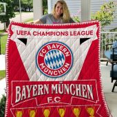 Bayern Munich Red White UEFA Champions League Quilt Blanket