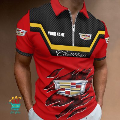 Cadillac Custom Name New Design Zipper Polo Shirt