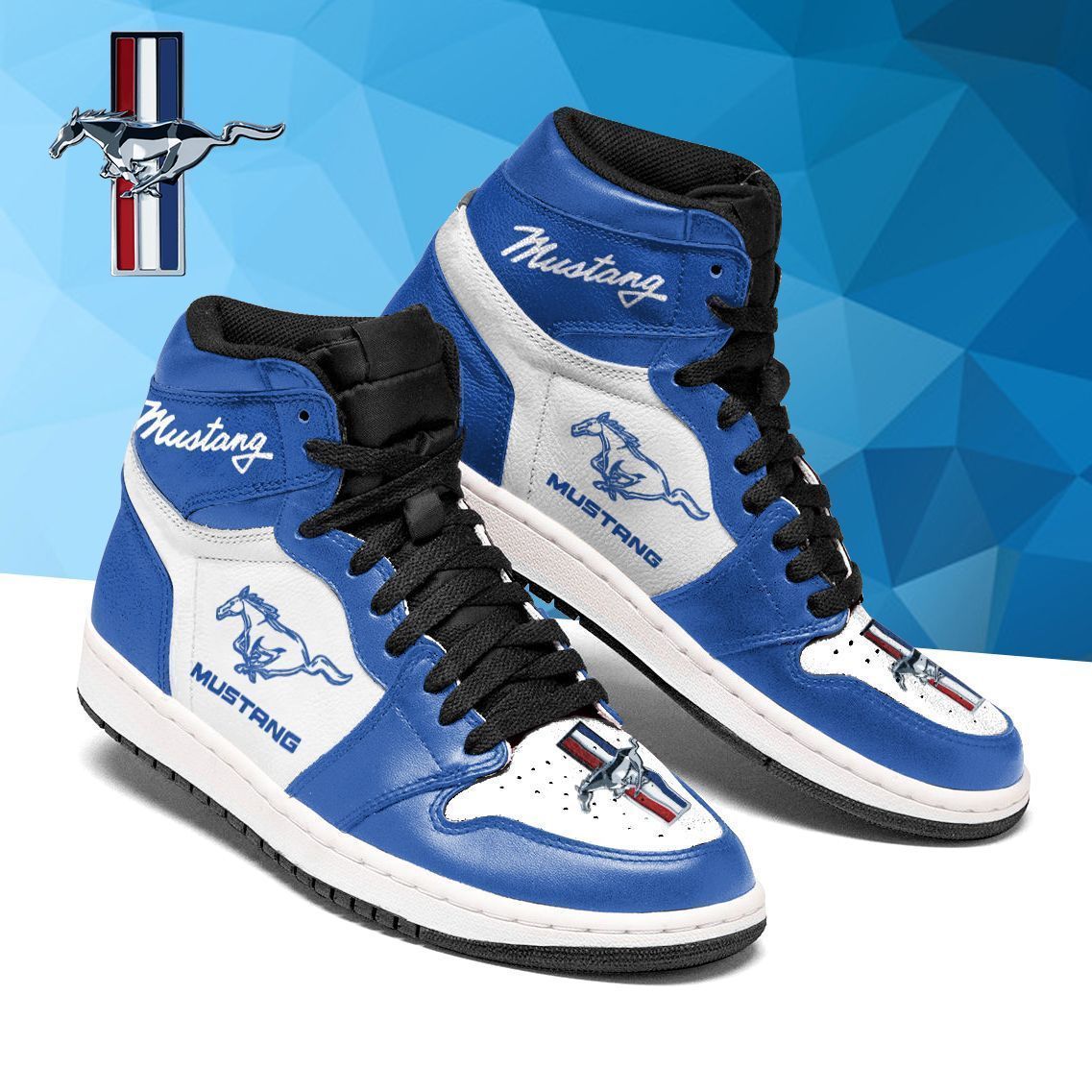 Ford Mustang Blue Air Jordan 1 High Sneakers Ford Mustang Blue Air Jordan 1 High Sneakers