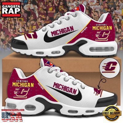 NCAA Custom Name Central Michigan Football Mascot Symbol Air Max Plus Shoes Running Sneakers