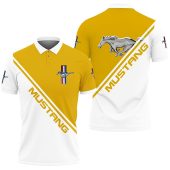 Ford Mustang Yellow White Split Polo Shirt V2
