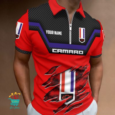 Chevrolet Camaro Custom Name New Design Zipper Polo Shirt