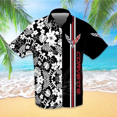 Chevrolet Corvette Floral Black Hawaiian Shirt
