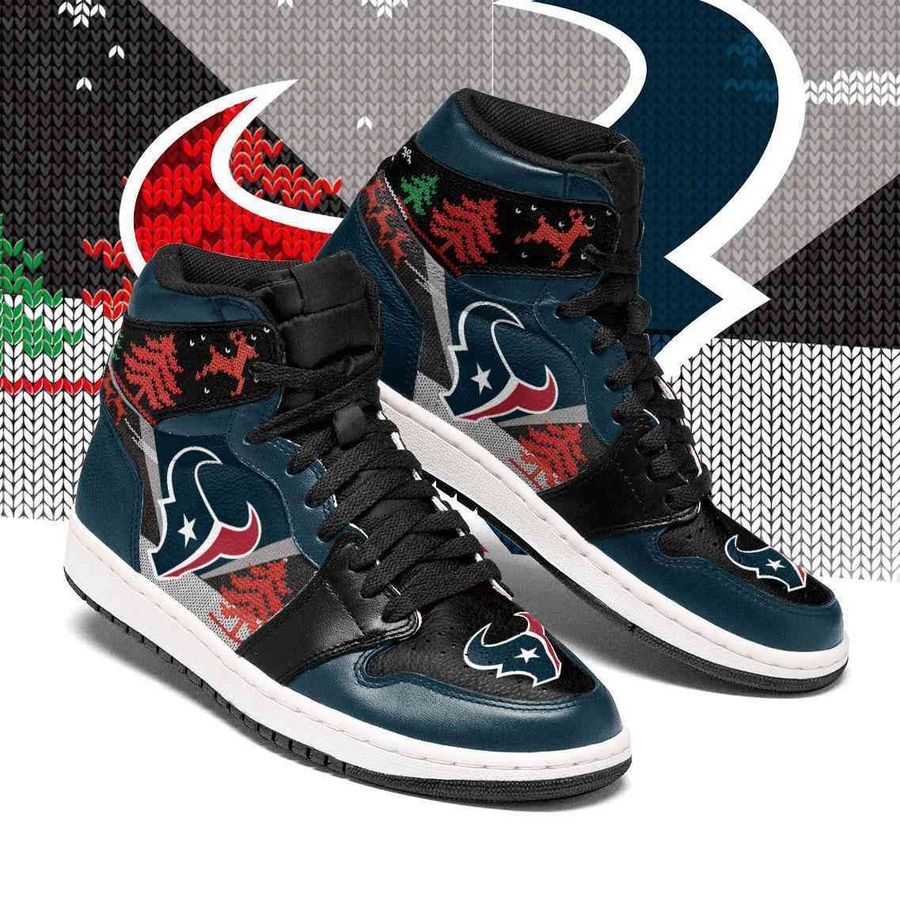 NFL Houston Texans Christmas Air Jordan 1 High Sneakers NFL Houston Texans Christmas Air Jordan 1 High Sneakers