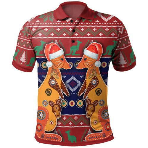 Australia Christmas Polo - Mother Kangaroo In Christmas Australia Christmas Polo - Mother Kangaroo In Christmas