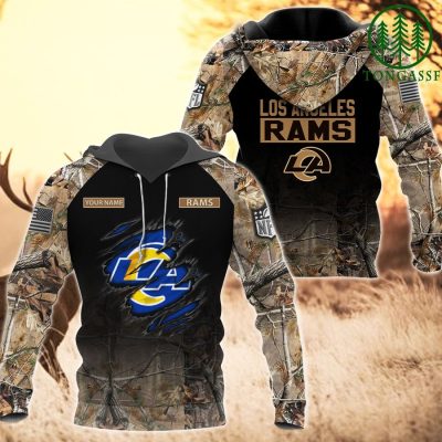 NFL Los Angeles Rams Custom Name Hunting Camo Pullover Hoodie