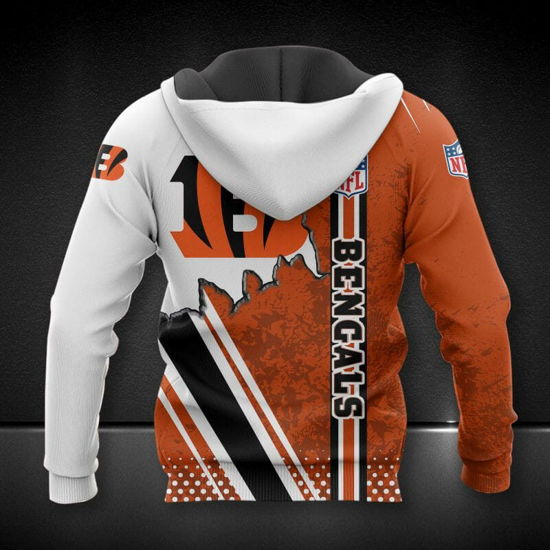 NFL Cincinnati Bengals Orange White Pullover Hoodie V4 NFL Cincinnati Bengals Orange White Pullover Hoodie V4