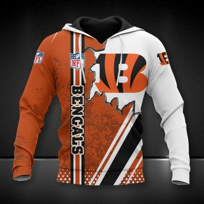 NFL Cincinnati Bengals Orange White Pullover Hoodie V4