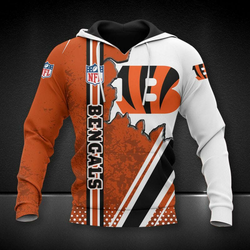 NFL Cincinnati Bengals Orange White Pullover Hoodie V4 NFL Cincinnati Bengals Orange White Pullover Hoodie V4