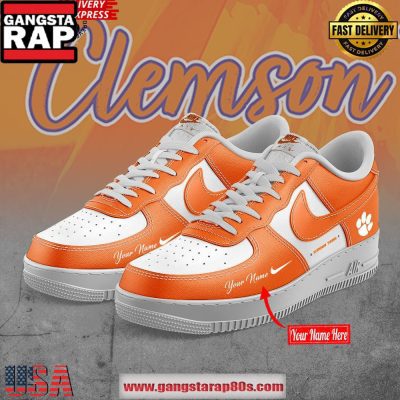 Clemson Tigers Custom Air Force 1 Running Sneakers Shoes