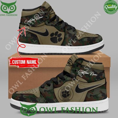 Clemson Tigers Football Veterans Air Jordan 1 High Top NCAA Camo Personalized