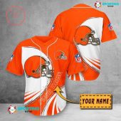 NFL Cleveland Browns Custom Name Orange White Baseball Jersey