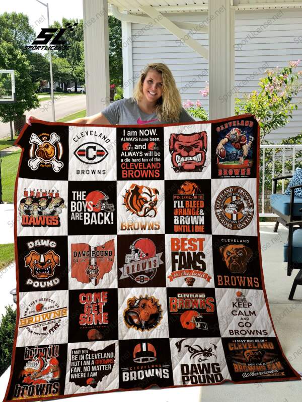 NFL Cleveland Browns White Quilt Blanket NFL Cleveland Browns White Quilt Blanket