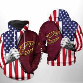 NBA Cleveland Cavaliers US Flag Pullover Hoodie V2