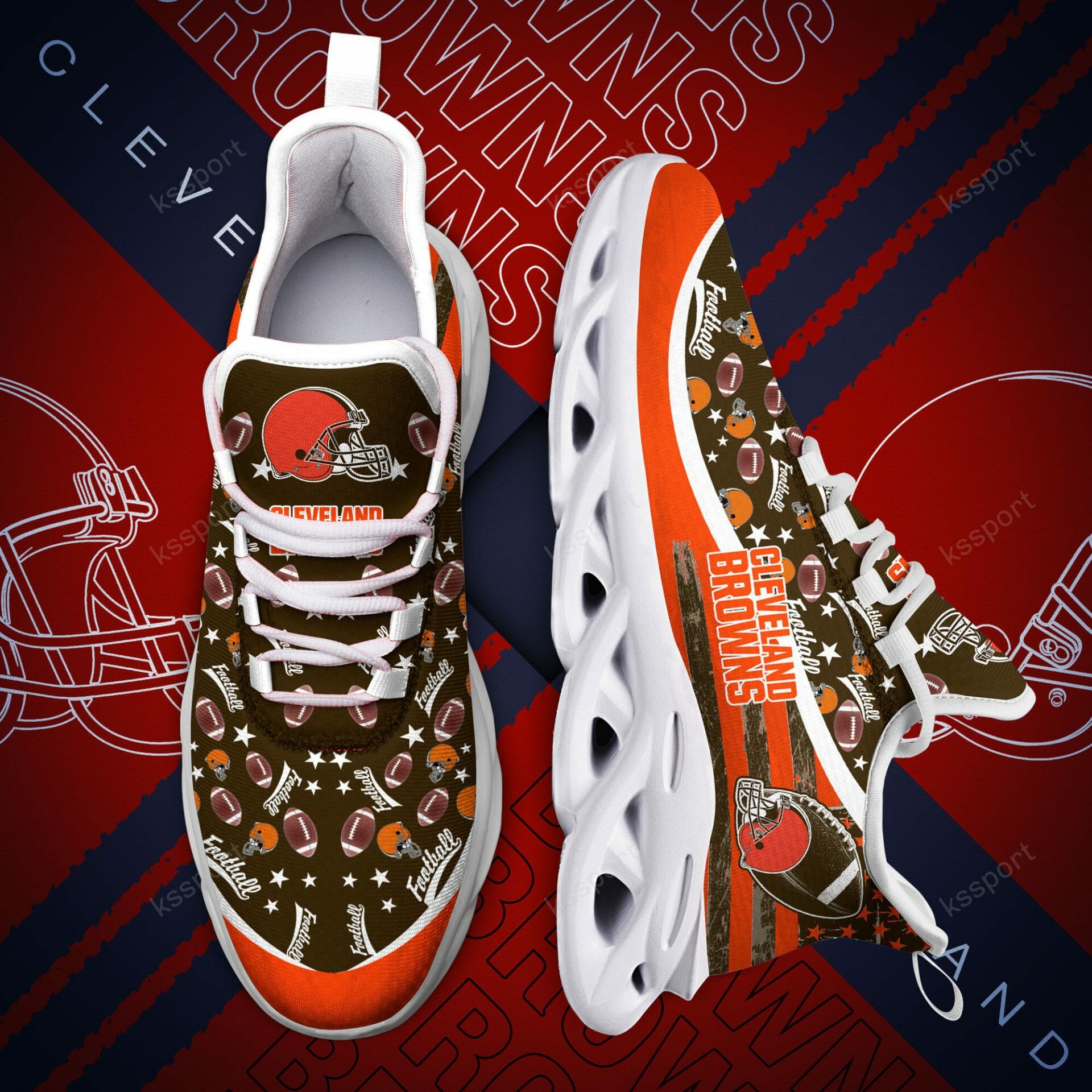 NFL Cleveland Browns Brown Orange Max Soul Shoes V4