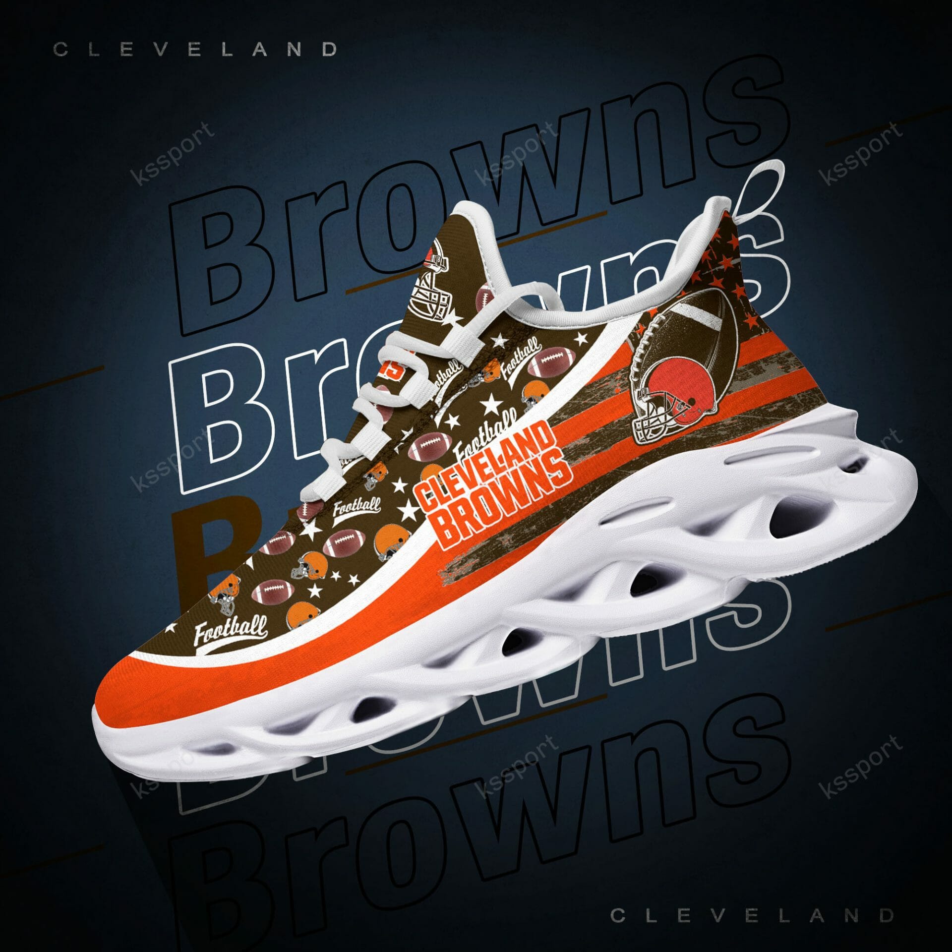 NFL Cleveland Browns Brown Orange Max Soul Shoes V4