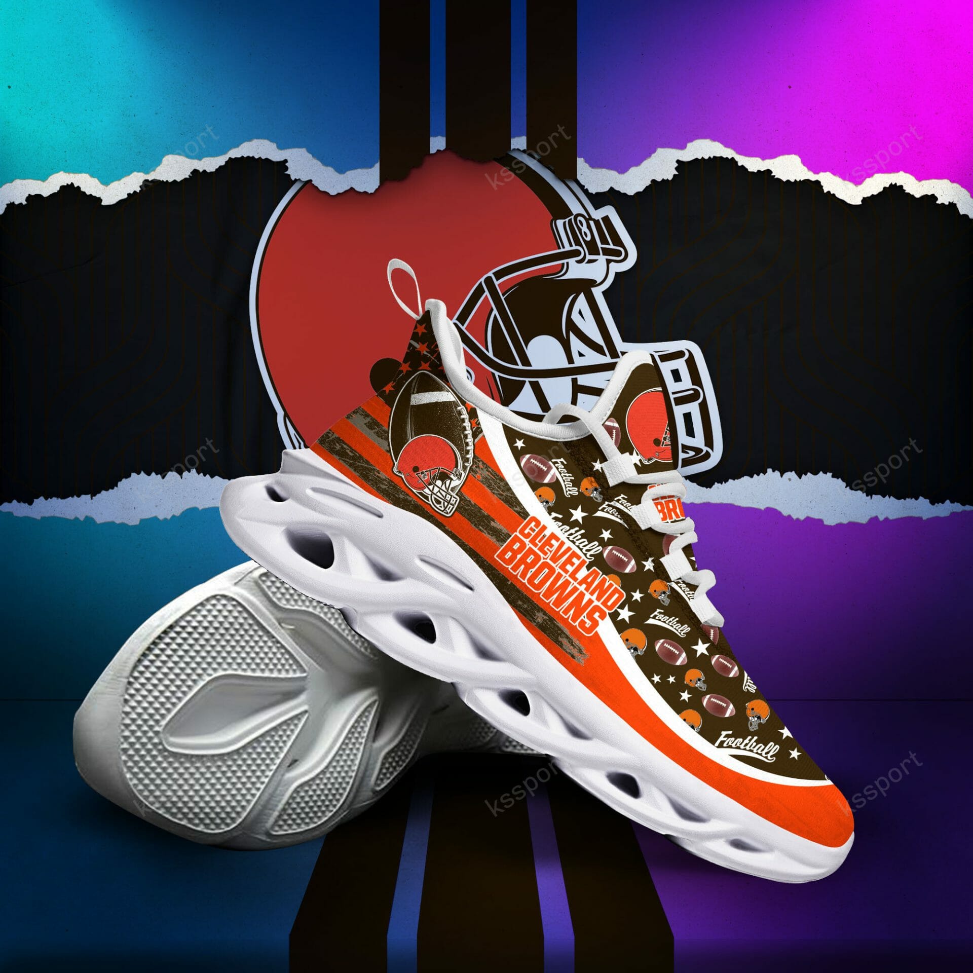 NFL Cleveland Browns Brown Orange Max Soul Shoes V4