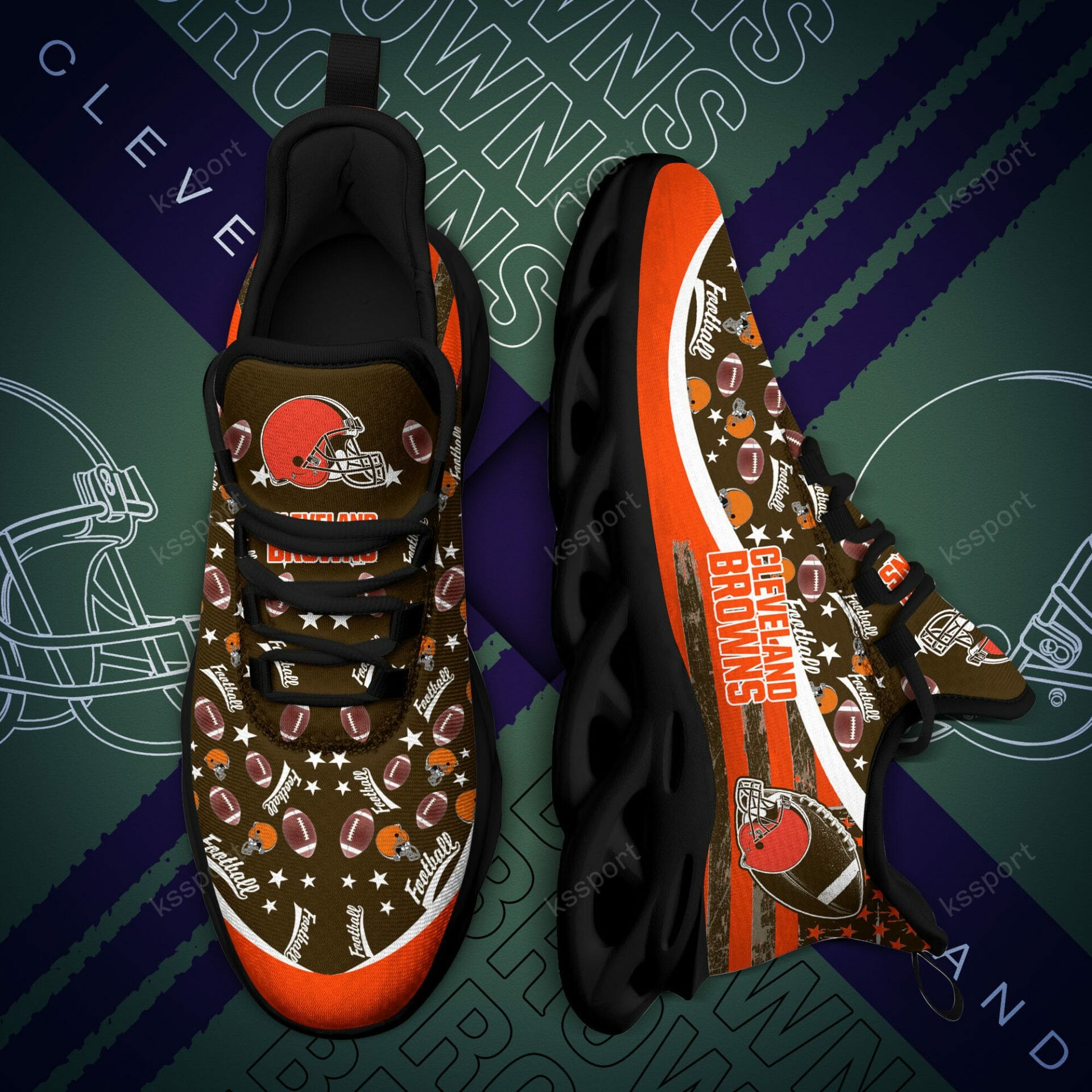 NFL Cleveland Browns Brown Orange Max Soul Shoes V4