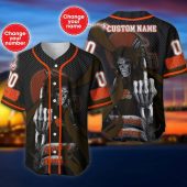 NFL Cleveland Browns Custom Name Number Skull Baseball Jersey