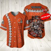 NFL Cleveland Browns Custom Name Orange Baseball Jersey V2