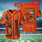 NFL Cleveland Browns Custom Name Number Orange Baseball Jersey