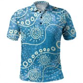 Australia Aboriginal Polo Shirt - River Scene In Aboriginal Dot Art Style Polo Shirt