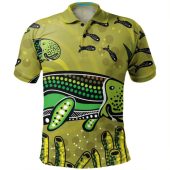 Australia Aboriginal Polo Shirt - Dugong Aboriginal Artwork With Mother And Baby
 Polo Shirt