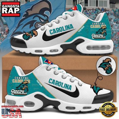 NCAA Custom Name Coastal Carolina Chanticleers Football Mascot Symbol Air Max Plus Shoes Running Sneakers