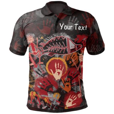 [Custom] Australia Aboriginal Inspired Polo Shirt - Indigenous Fish Hand Art
