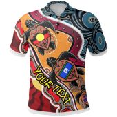 Australia Polo Shirt - Australia Aboriginal Inspired Dots With Turtle and NAIDOC Flags
