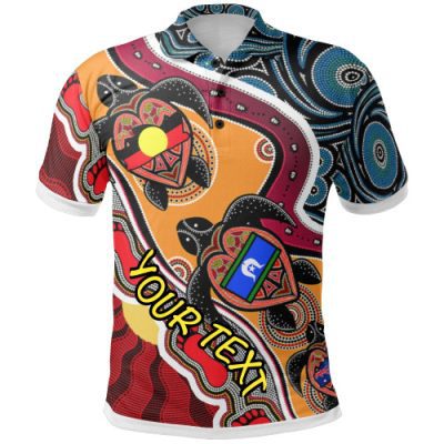 Australia Polo Shirt - Australia Aboriginal Inspired Dots With Turtle and NAIDOC Flags