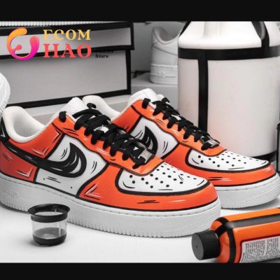 Custom Air Force 1 Cartoon Drip Orange