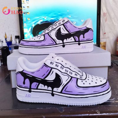 Custom Air Force 1 Cartoon Drip Purple